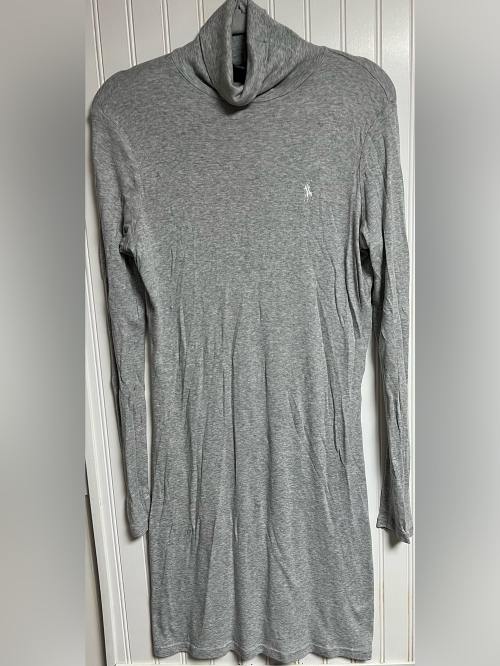 Ralph Lauren Sport Lightweight Sweater Dress Sz Medium Gray Turtleneck Knit